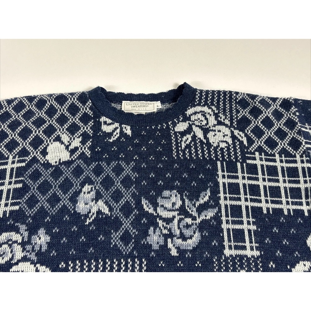 United States Sweaters Crewneck Women's Large Grandmacore Rose Floral Print - Picture 7 of 11